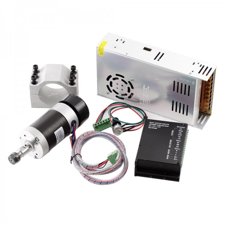 480W PSU CNC 0.4KW Brushless Spindle Motor ER11 & Mach3 PWM Controller & Mount 