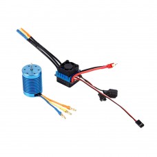 3650 4370KV 4P Sensorless Brushless Motor with 45A Brushless ESC for 1:10 RC Off-Road Car