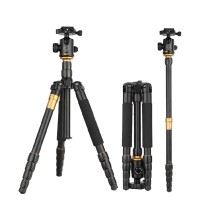 Q666 Professional Tripod Monopod Gimbal 360 Degree Swivel Fluid Head for Sony Pentax DSLR Camera Portable Cam Stand