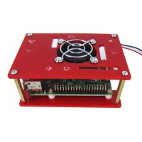 Laminated Shell Monolayer Case + Cooling System Fan for Raspberry Pi B B+ 2 3 -Red