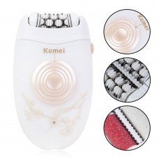 Kemei 3076 2 in 1 Epilator Hair Removal Exfoliating Electric Grinding Foot Combo Rechargeable Women Shaver
