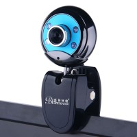 Bluelover W9 Camera HD Night Vision Lights Webcam for Desktop Laptop Computer USB Free Drive-Blue