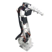 Arduino Robot 6 DOF Aluminium Clamp Claw Mount Kit Mechanical Robotic Arm & 6pcs Servos & Metal Servo Horn-Silver