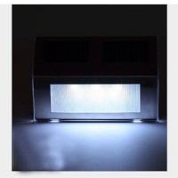 Outdoor Garden Yard 3 LED Solar Powered Path Stair White Light Fence Wall Landscape Lamp