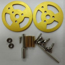 Aluminum Alloy Bearing Wheel for Tank Tracks Crawler Caterpillar Chassis Car Toy-Gold 2-Pack