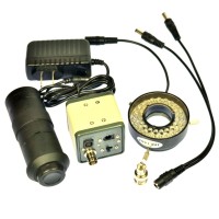 1200TVL Industrial Microscope Camera C-Mount Lens Video Recorder 40 LED Ring Light