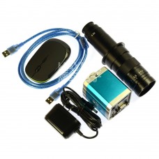 2.0MP VGA USB C-Mount Microscope Camera SD Card DVR Video Recorder + 180X Zoom Lens