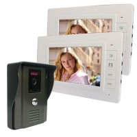 WD01H12 7" LCD HD Visual Doorbell Video Door Phone Wired Intercom 1 to 2 Home Security