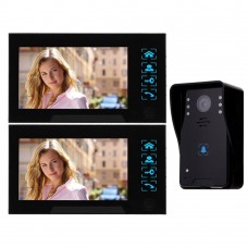 WD02K-12 7" Color LCD Video Door Phone Wired Doorbell Video Intercom 1 to 2 Infrared Night Vision