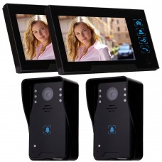 WD02K-22 7" Color LCD Video Door Phone Wired Doorbell Video Intercom 2 to 2 Infrared Night Vision