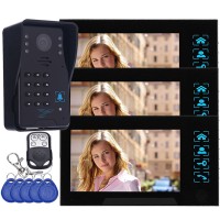 WD02SR-13 7" Color LCD Video Door Phone Door Access Control System 1 to 3 for Security