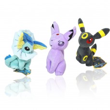 Pocket Monster Pokemon Eevee Plush Toy Doll Eevee Stuffed Plush Toys Figure Gift for Kids 3Pcs