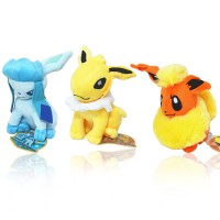 Pocket Monster Anime Pokemon Eevee Plush Doll Stuffed Plush Toys Figure Gift for Kids 3Pcs