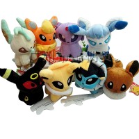 Pocket Monster Anime Pokemon  Eevee Series Plush Doll Stuffed Plush Cartoon Toys Gift for Kids 8Pcs