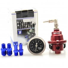 TOM1 Universal Adjustable Fuel Pressure Regulator Booster Valve with Pressure Gauge for Car