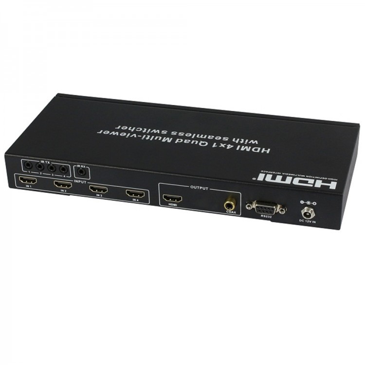 HDMI 4x1 Splitter Quad Multi Viewer with Seamless Switcher over Cat6