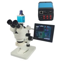 7X-45X Trinocular Industry Zoom Stereo Microscope with 14MP HD Camera DVR C Mount