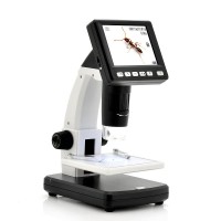 UM038 3.5" LCD Digital Microscope 20x to 200x Video TV Output Magnifier Video Microscope 8 LED