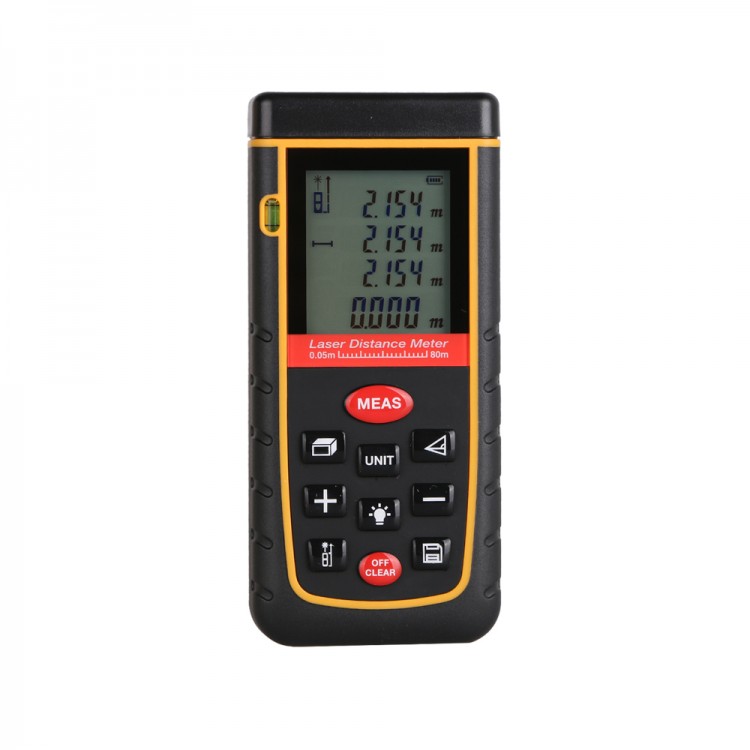 Laser Distance Meter 80m Bubble Level Tool Rangefinder Range Finder Distance Measurer Area