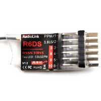 RadioLink R6DS 2.4G 6CH DSSS & FHSS RC Receiver for AT9 AT9S AT10 Transmitter Support SBUS PPM PWM