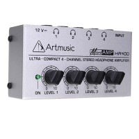 HA400 Headphone Amplifier Ultra Compact 4 Channels Audio Stereo Headphone AMP with Power Adapter