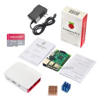 Raspberry Pi 3 Model B Main Board + Power Supply + Micro SD Card 16G + Radiator + Shell DIY Kit