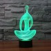 3D Yoga Meditation Night Light 7 Color Change LED Desk Table Acrylic Lamp for Gift