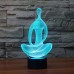 3D Yoga Meditation Night Light 7 Color Change LED Desk Table Acrylic Lamp for Gift