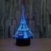 3D Illusion Eiffel Tower Bedroom Night Light Color Change LED Desk Table Lamp