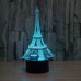 3D Illusion Eiffel Tower Bedroom Night Light Color Change LED Desk Table Lamp