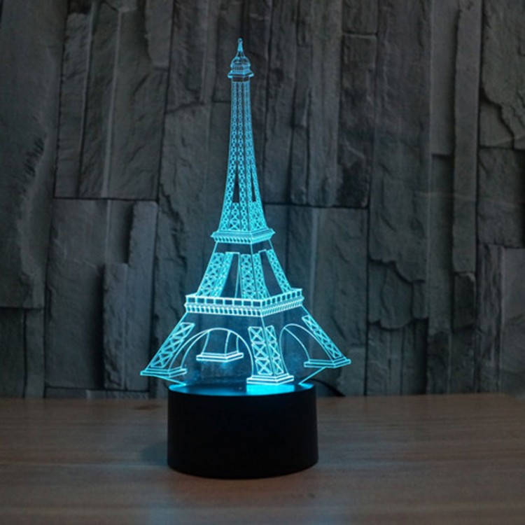 3D Illusion Eiffel Tower Bedroom Night Light Color Change LED Desk
