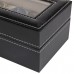 New Black PU 6 Grid Watch Display Box Show Case Jewelry Storage Organizer