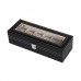 New Black PU 6 Grid Watch Display Box Show Case Jewelry Storage Organizer