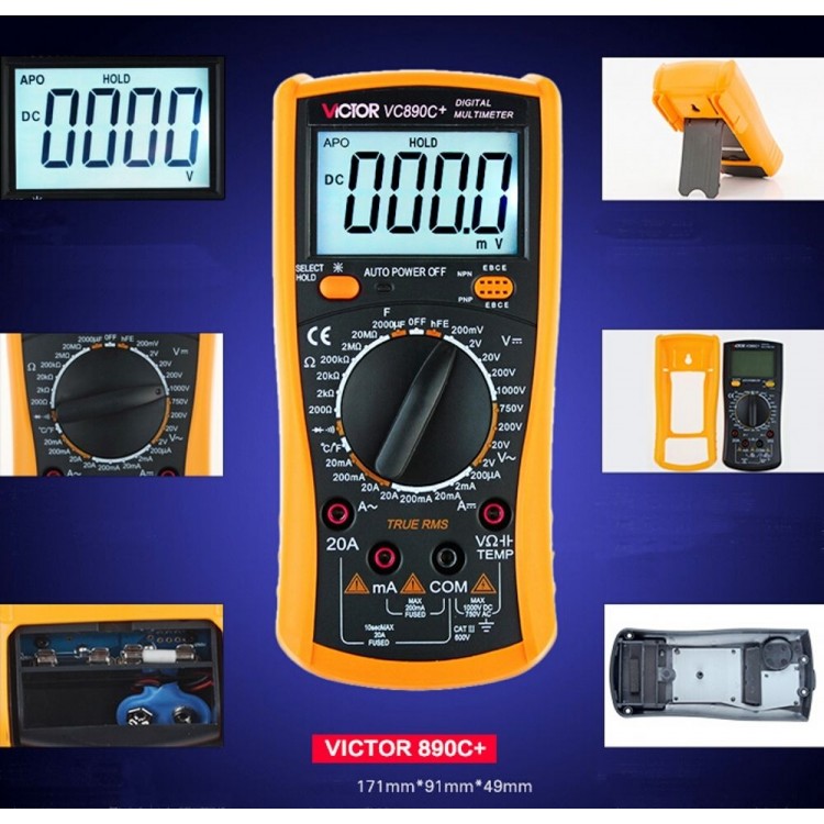 VICTOR VC890C+ Display Multi Tester Digital Multimeter AC DC Volt Ohm ...