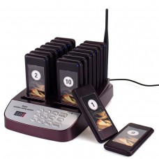 16 Channel Restaurant Coaster Pager Guest Call 433.92MHz Wireless Paging Queuing Calling System  