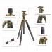 Kingjoy K2208+QH20 Multifunction Low Angle Shooting Carbon Fiber 4 Section Camera Mountain Tripod with Ball Head