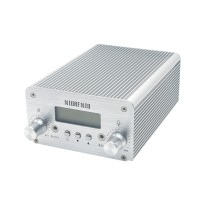 T6B 1W 6W Audio Wireless Bluetooth FM Transmitter Broadcast Radio Station 76-108Mhz + Power Supply for Car-Silver