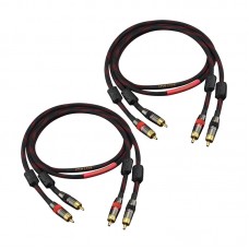 2×RCA to 2×RCA Male Audio Signal Cable Amplifier Video Cord Hi-Fi Copper Stereo 2PCS