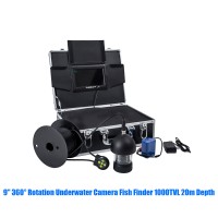 9'' 360° Rotation Underwater HD Camera Fish Finder 1000TVL 20m Depth 18 White Lights