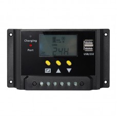 30A PWM Solar Charger Controller Dual 5V USB 12V 24V Auto Work Solar Panel Battery Light Timer Control