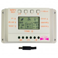 MPPT 20A LCD Solar Charger Controller 12V 24V with Temperature Sensor Light and Timer Control