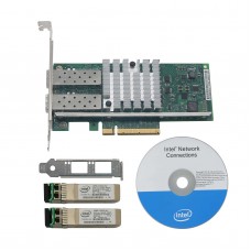 Intel BNT10G42BF X520-SR2 DA2 Dual Port Ethernet Adapter Gigabit Fiber Network Card E10G42BFSR with 2 Intel SFPs