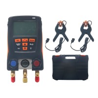 Refrigeration Digital Manifold Meter Kit for Testo 550 0563 1550 with 2PCS Clamp Probes 