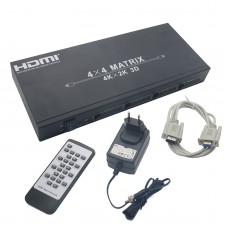 HDMI1.4 4X4 Matrix 4kx2k 3D HDTV HDMI Splitter w/ Remote Control 1080P Monitor