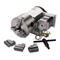 CNC 4th Axis Hollow Shaft Rotary Table Router Rotational Axis 3 Jaw Φ100mm Chuck