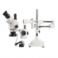 SM-4NTP 7X-45X Simul-Focal Stereo Lockable Zoom Microscope Dual Arm  