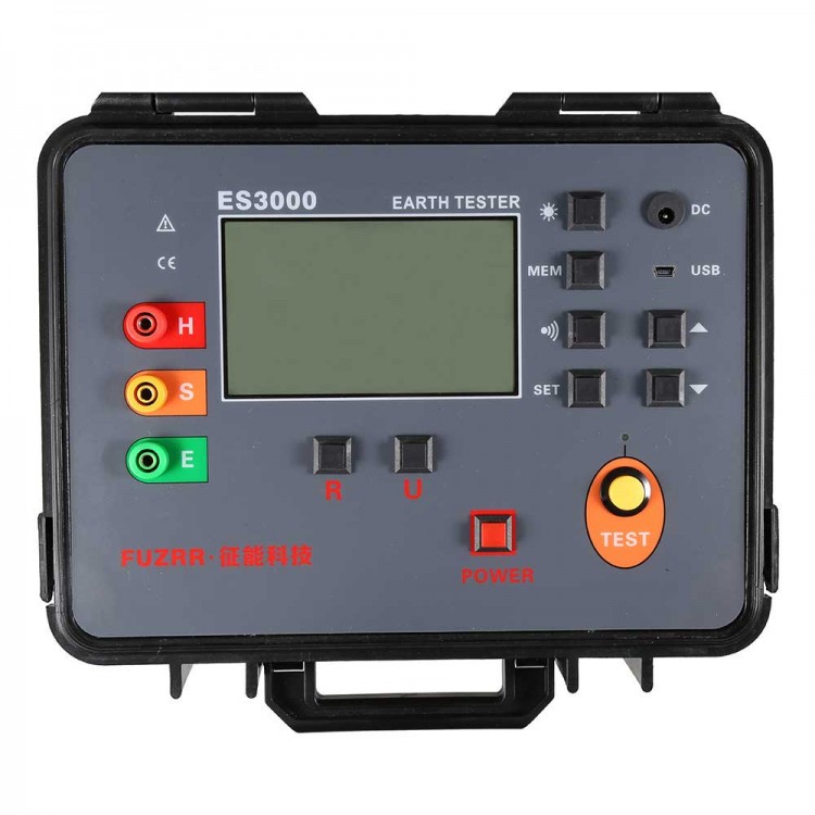 ES3000 Digital Earth Ground Resistance Tester Meter Grounding Resistance Measurement Free