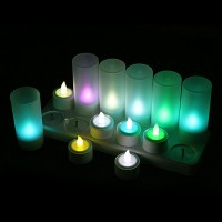 AU 12 Rechargeable Flickering LED Tea Lights Candles with Holders Dinner Wedding  
