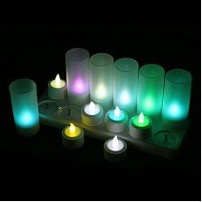 AU 12 Rechargeable Flickering LED Tea Lights Candles with Holders Dinner Wedding  
