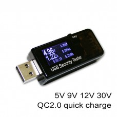 USB Security Tester Capacity Detector 3-30V 0-5.1A QC2/3.0 Current Voltage Charger Capacity 